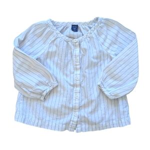 babyGAP Airy Button Down White and Blue Stripe Blouse - Size 3T